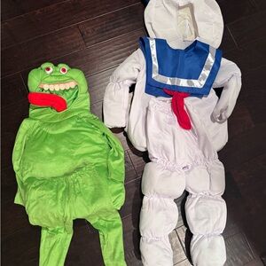 Ghostbuster costumes: Slimer and Staypuft Marshmallow man